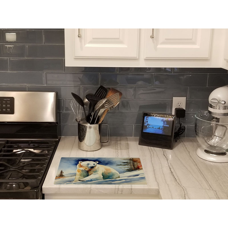 Polar Bear Glass Cutting Board Large