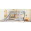 Lit superposé simple au-dessus d'un lit simple avec glissière et échelle, gris-456761312