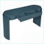 Table basse en grain de bois naturel avec pieds cannelés, bleu marine - Espace de rangement pratique pour le salon