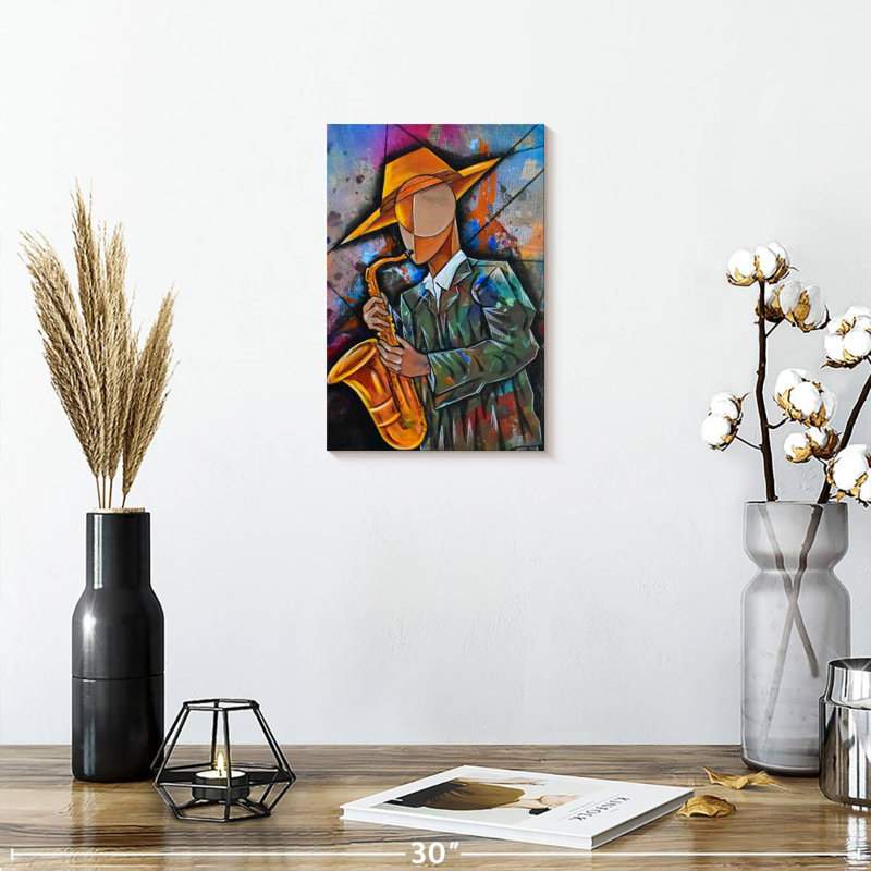 Abarca Cubism Saxophonist, H 12 po x l 8 po