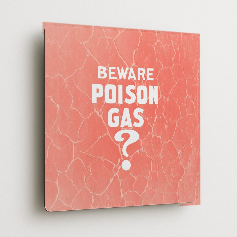 Attention aux gaz toxiques — Décoration murale carrée en métal, H 8 po x l 8 po