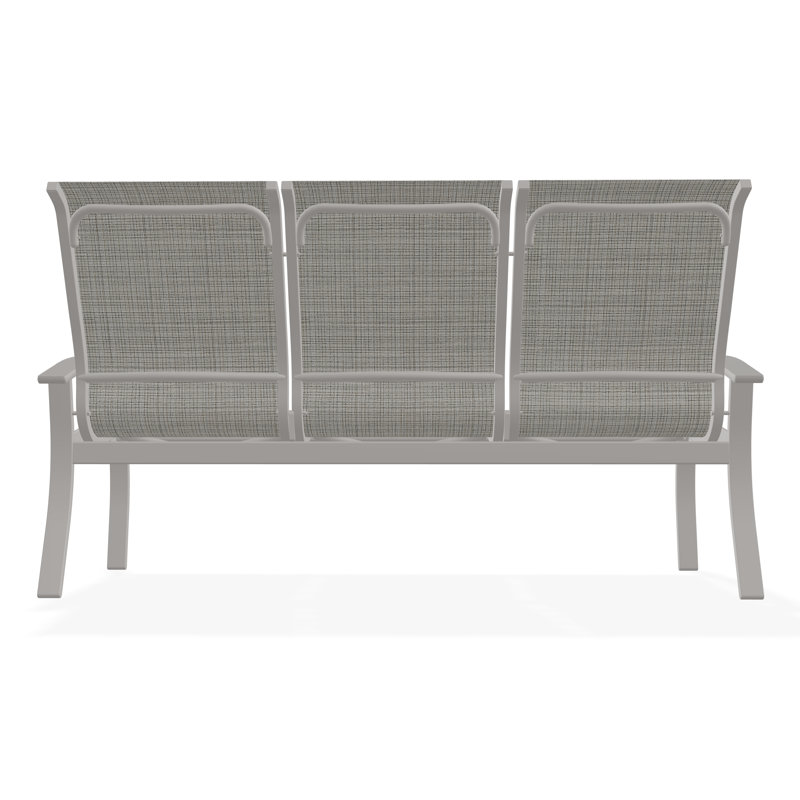 Belle Isle Sling Aluminum Frame 3-Seat Sofa with Marine Grade Polymer Arm Accent, Warm Gray, Deacon