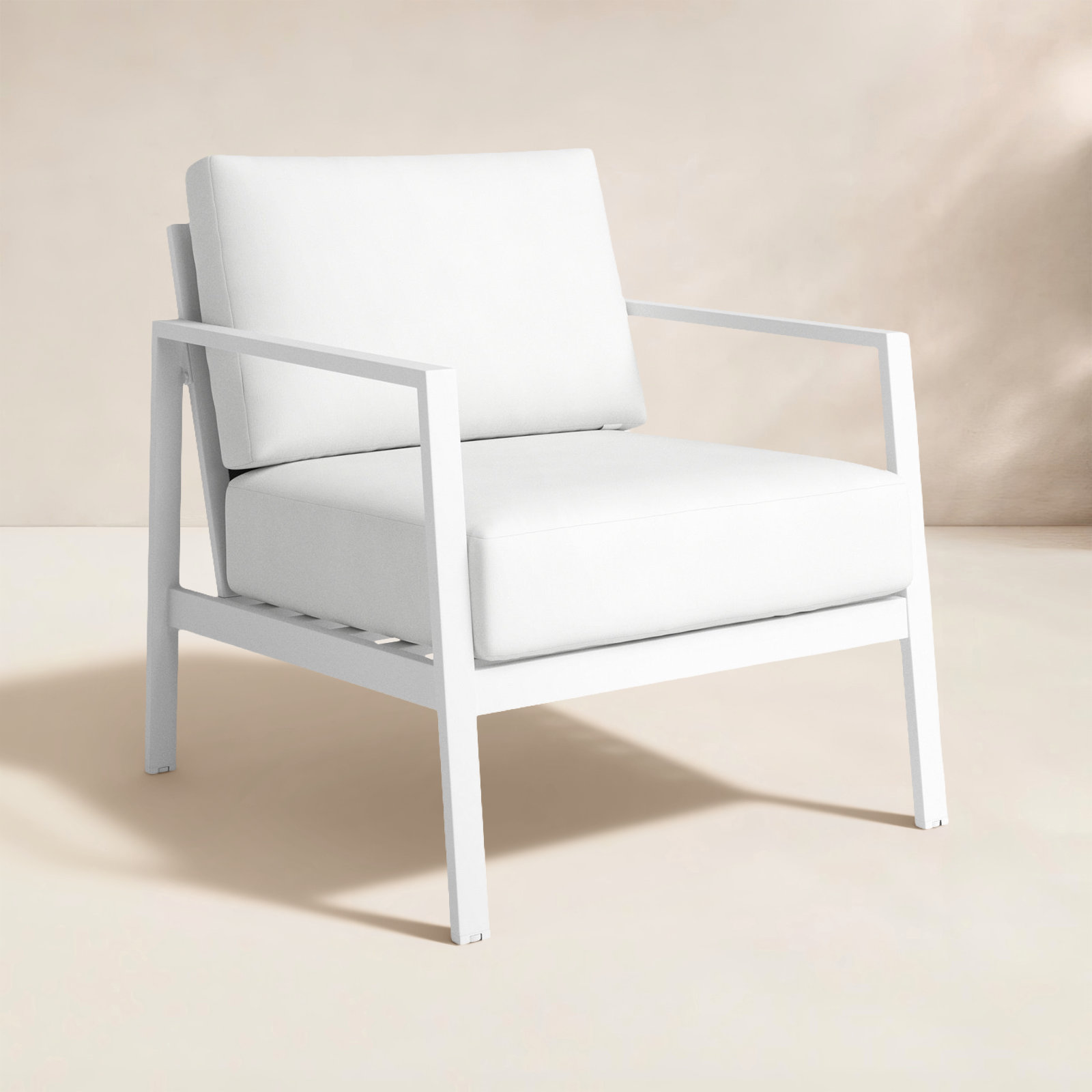Armando Aluminum Outdoor Lounge Chair, Canvas White Sunbrella® Canvas, White