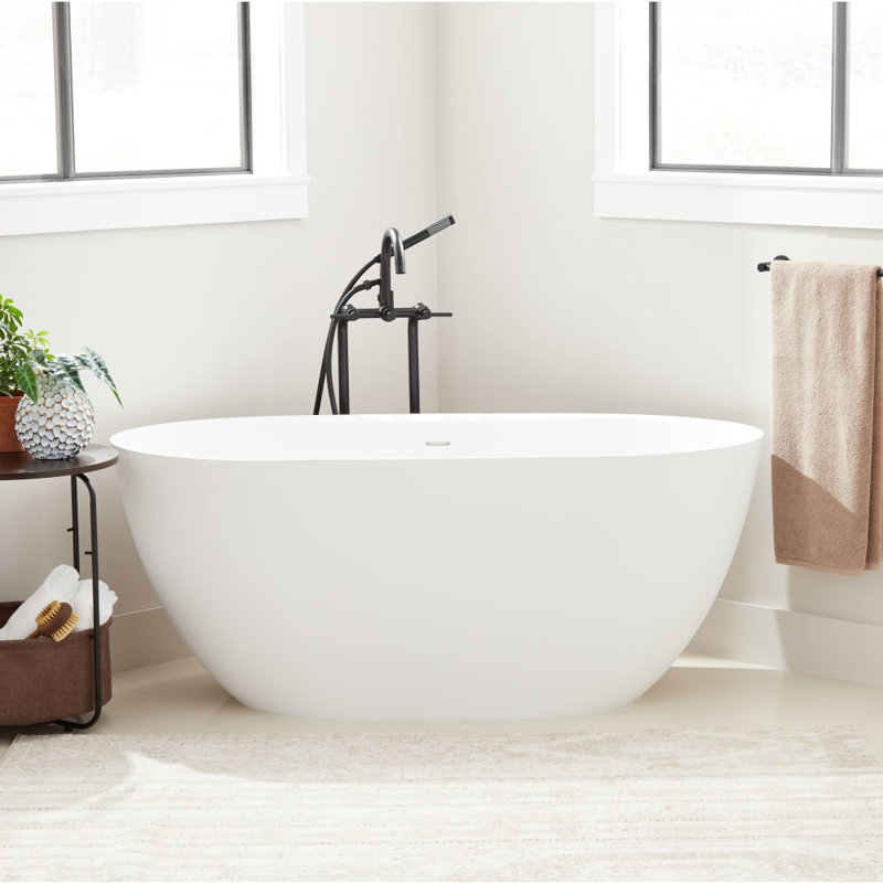 Catino 59'' Freestanding Soaking Solid Surface Bathtub