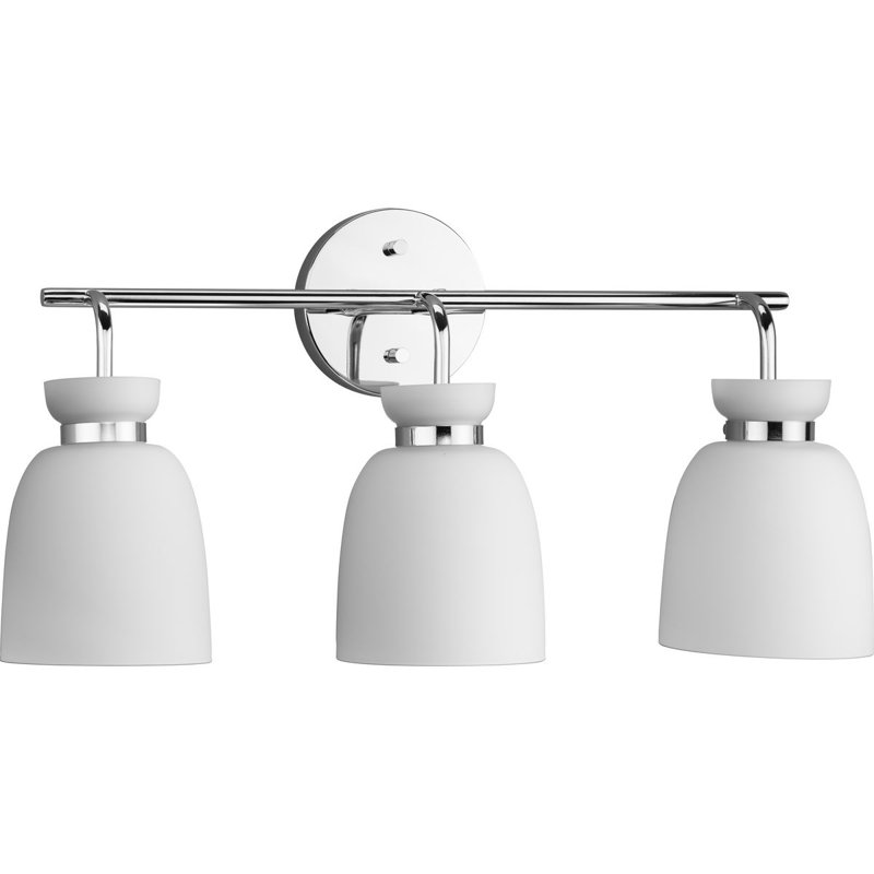 Lexie Polished Chrome 3-Light Vanity with Opal Glass Shades