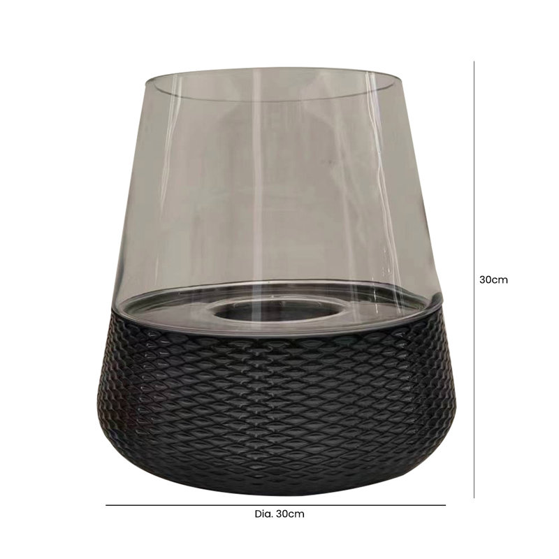 Glass Tabletop Votive Holder, Black, 30cm H  x 30cm W  x 30cm D