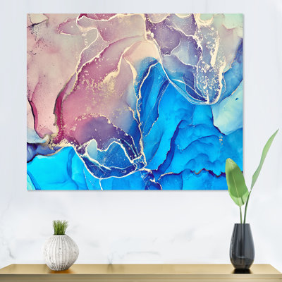 Art liquide bleu et mauve I - reproduction sur toile