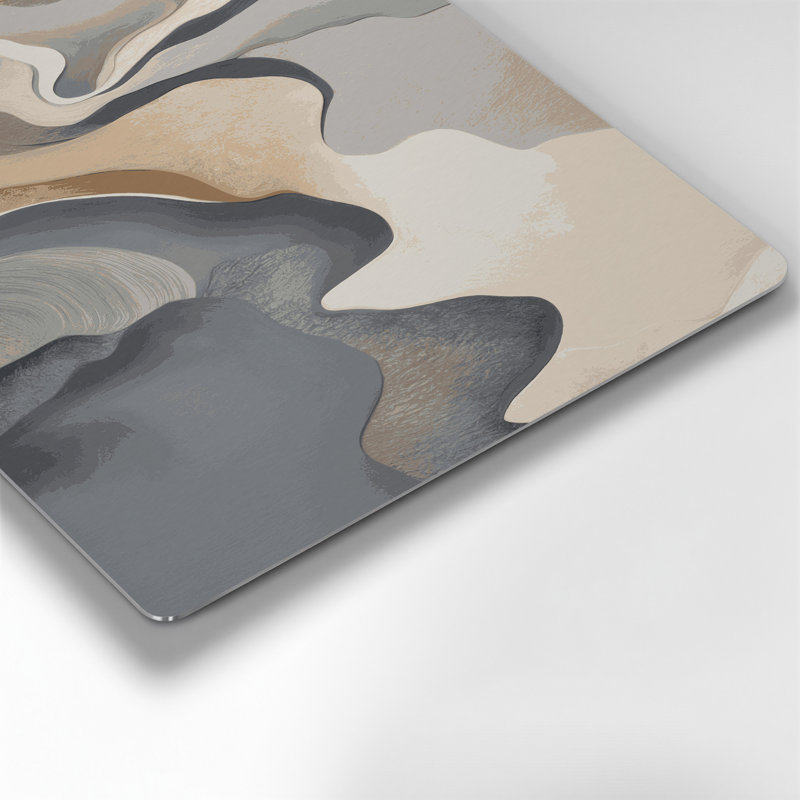 Abstrait paysage 83, art mural en métal beige, H 12 po x l 12 po