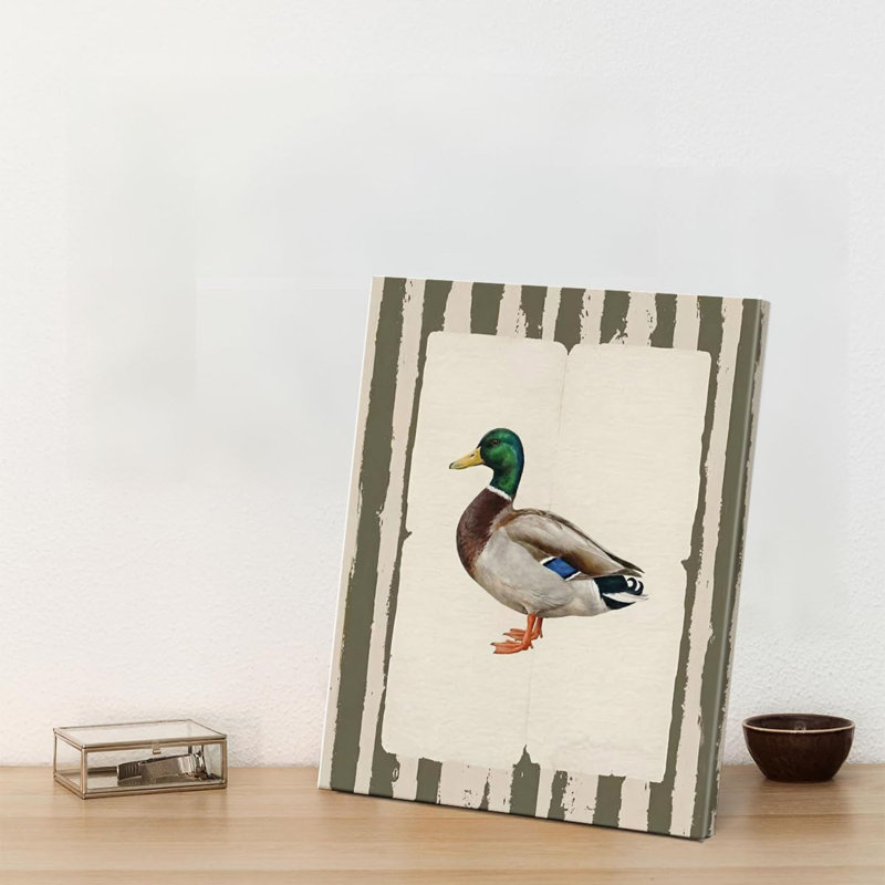 Reproduction d'art canard colvert rétro - affiche rétro sur toile de canard rustique