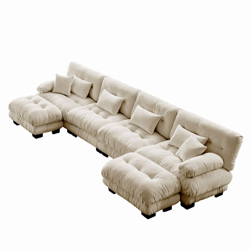 Free Combination, Modular Sectional Sofa,U_Shaped Couch For Living Room, 4 Seater Comfy Cloud Couch With Ottoman