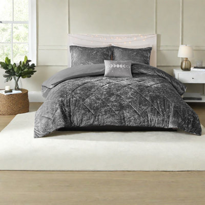 Ensembles de literie en velours luxueux, élégance gris polyester pour le confort de la maison