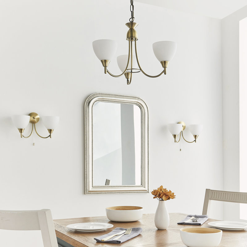 Barium 3 - Light Shaded Chandelier, Antique Brass