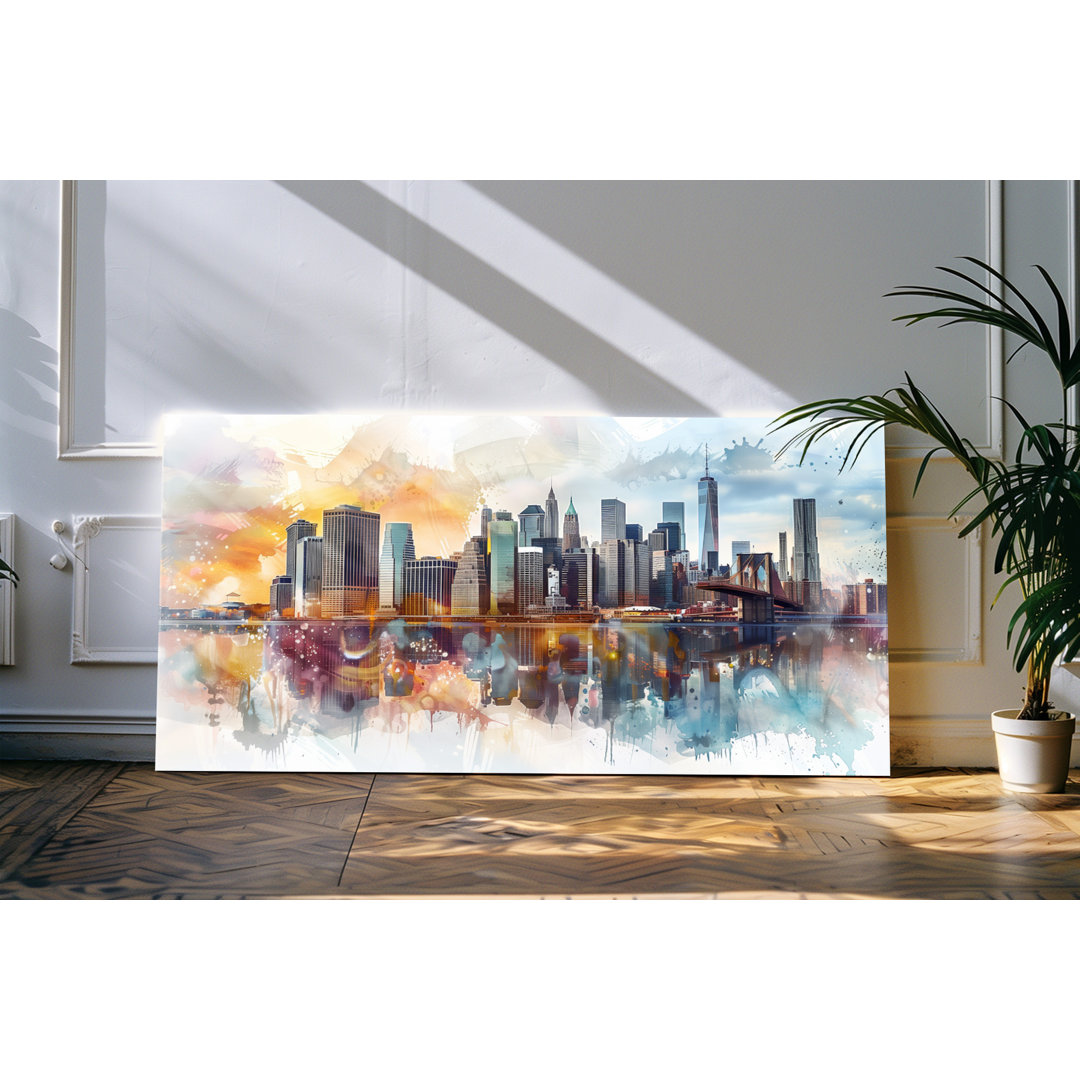 Bilder auf Leinwand 120x60cm Skyline Hochhäuser Wolkenkratzer Großstadt