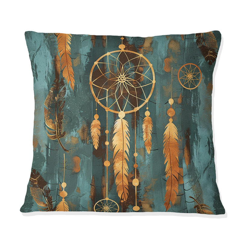 Coussin décoratif brun Boho Dreamcatcher II - Boho, H 16 po x l 16 po, Carrée