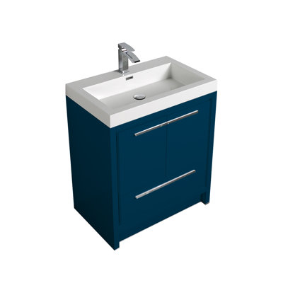 Alma 30'' Blue Paint Single Bathroom Vanity With Acrylic Top