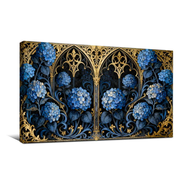 Plantes et fleurs, fleurs, conception gothique, H 16 po x l 32 po