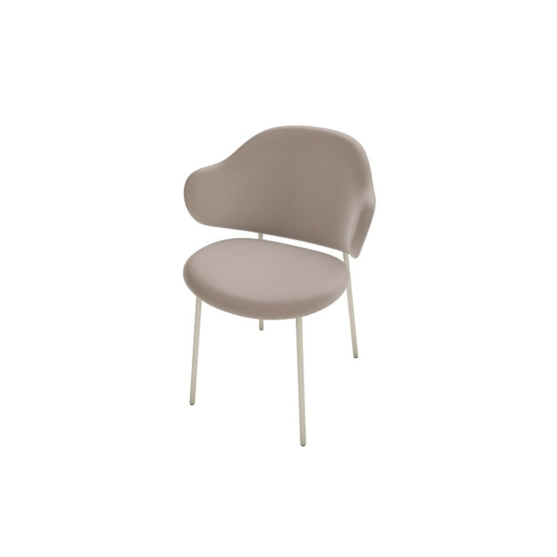 Holly Upholstered Armchair with Metal Frame, Venice Sand, Matt Pearl Beige