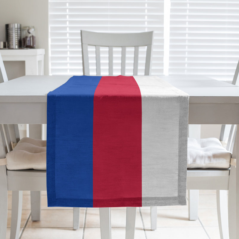 Boston Table Runner, 90" x 16", Polyester, New York,Blue/Red/White