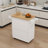Kitchen Island Rolling Trolley Cart With Adjustable Shelves & Towel Rack & Seasoning Rack Rubber Wood Table Top-White