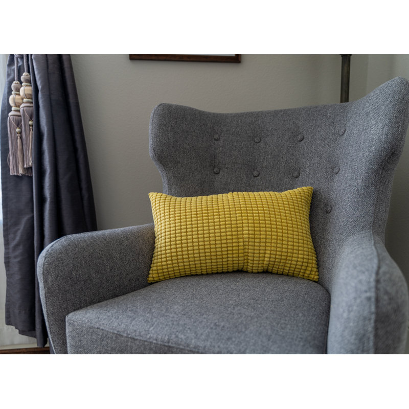 Set of 2 Throw Pillow Full Set with Insert – 12"x20" Decorative Throw Pillow, Yellow, Polyester