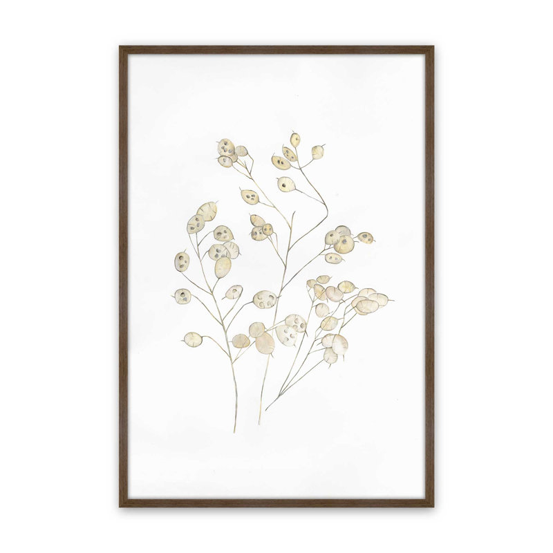 Reproduction d'art «Lunaria in Stillness» par Dollybirds, H 19,25 po x l 13,25 po, Reproduction avec cadre en noyer