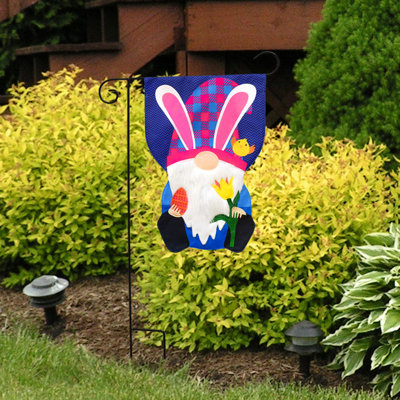 Easter Gnome Burlap Garden Flag