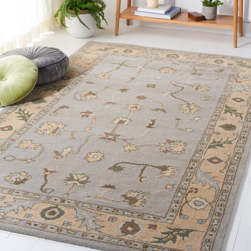 Newfields Oriental Hand-Tufted Wool Beige/Grey Area Rug, Rectangle 8' x 10'