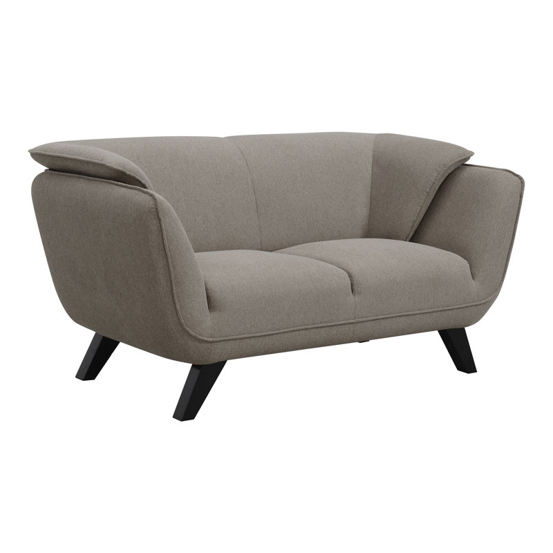 Keiya Transitional 65"L Linen Fabric Upholstered Loveseat in Brown
