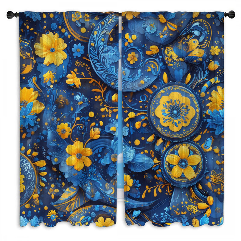 Rideaux obscurcissant à motif floral bleu - 2 panneaux, 40in x 50in - 2 panels, Obscurcissement de chambre