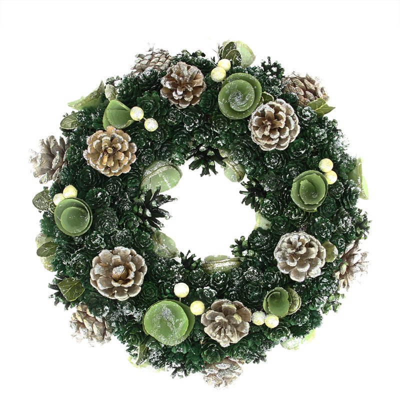 Couronne de Noël artificielle en forme de pomme de pin - non éclairée, H 13,5 po x l 13,5 po x P 3,5 po