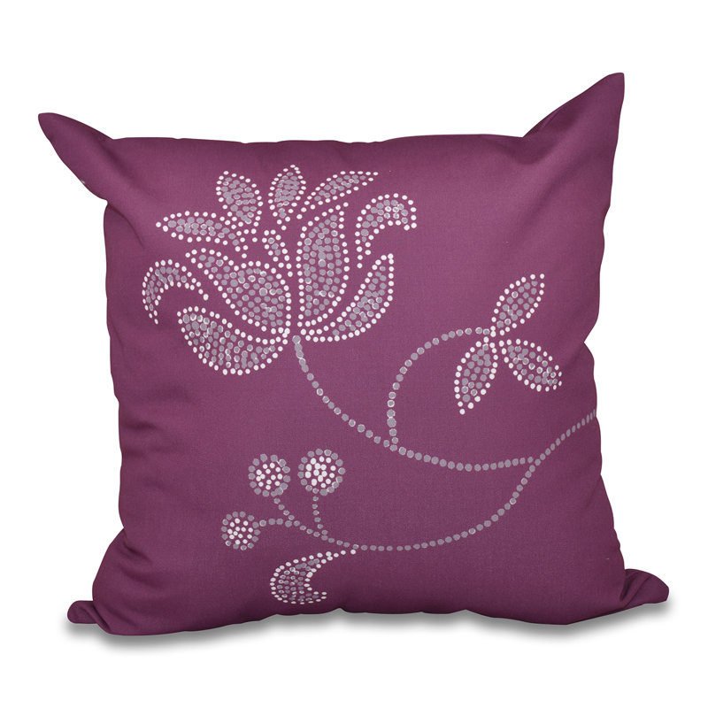 Botanical Blooms Floral Reversible Throw Pillow, 18" H x 18" W, Purple