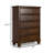 Reno Tall Dresser Chest, 5 Drawer Nickel Round Knobs, Brown Solid Wood