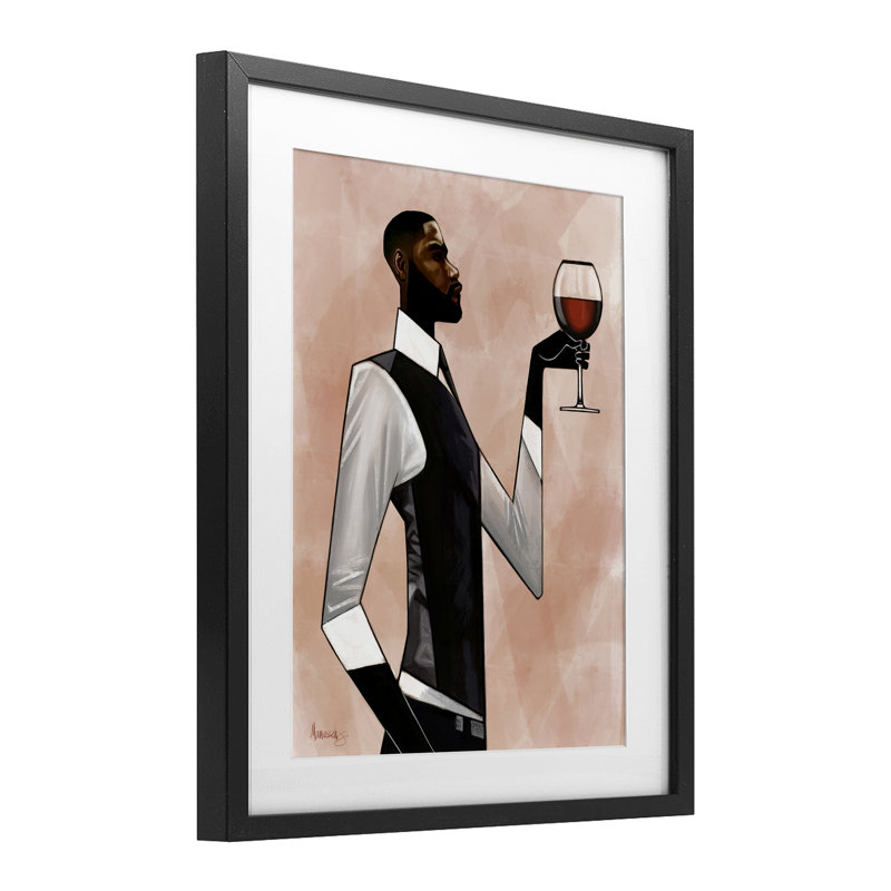«Man Toast Cheers», reproduction encadrée sous verre, conception de Manasseh Johnson Sr, Cadre noir minuit, H 16 po x l 13 po