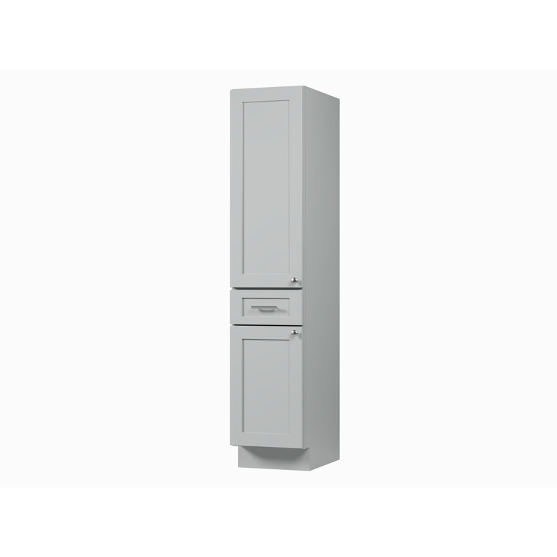 Disar 72'' Tall Solid Wood & Plywood Bathroom Cabinet – Left Door Opening, Gray
