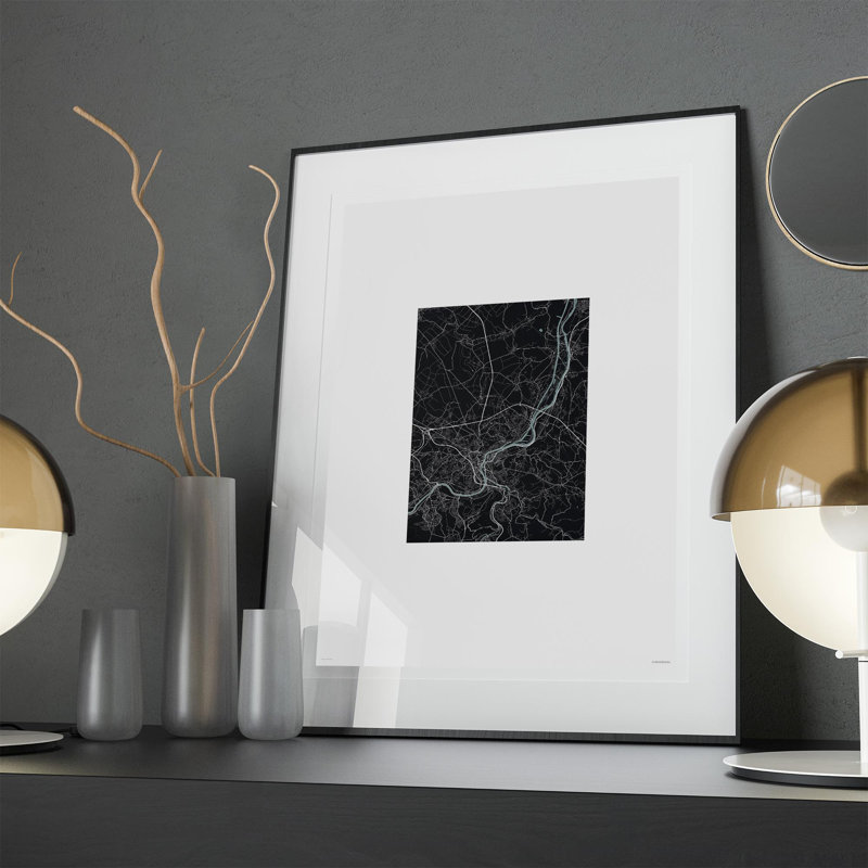 «Liege City Map», impression, Gris / noir, H 27,6 po x l 19,7 po