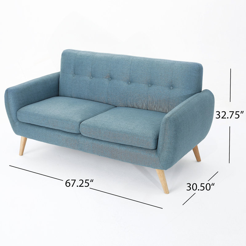 Causeuse moderne à accoudoirs évasés de 67,25 po Mirsade, Tissu bleu
