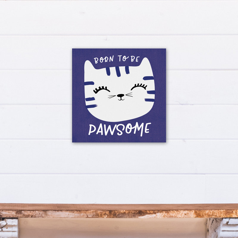 Art de toile de pawsome né pour be Tig, H 16 po x l 16 po x P 1,25 po, Bleu