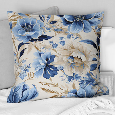 Coastal Retreat Ii Boho Pattern I - Floral Polyester Throw Pillow