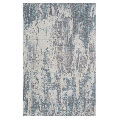 Celso Modern Abstract Performance Area Rug in Gray/Blue