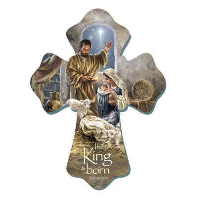 The King is Born Wooden Cross