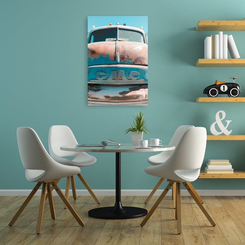«Vintage Rusted Gmc Truck Classic Retro Traditional Traditional Tree Landscape», reproduction d'art mural, 36" H x 24" W
