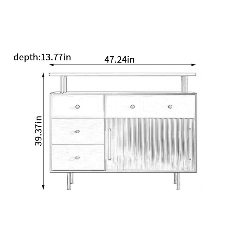 Armoire décorative à grande capacité de rangement Retro, 39.37" H x 47.24" W x 13.77" D