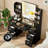 Vanity With LED Mirror And 7 Drawers And 6 Open Shelves-2021986431