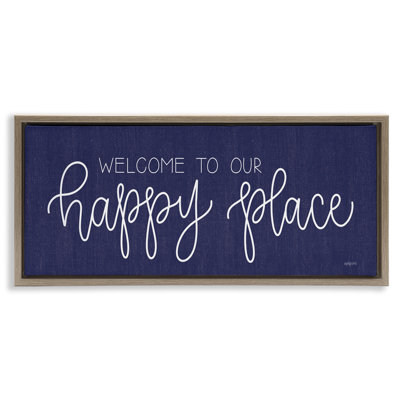 «Welcome Happy Place», art mural encadré flottant par imperfect Dust