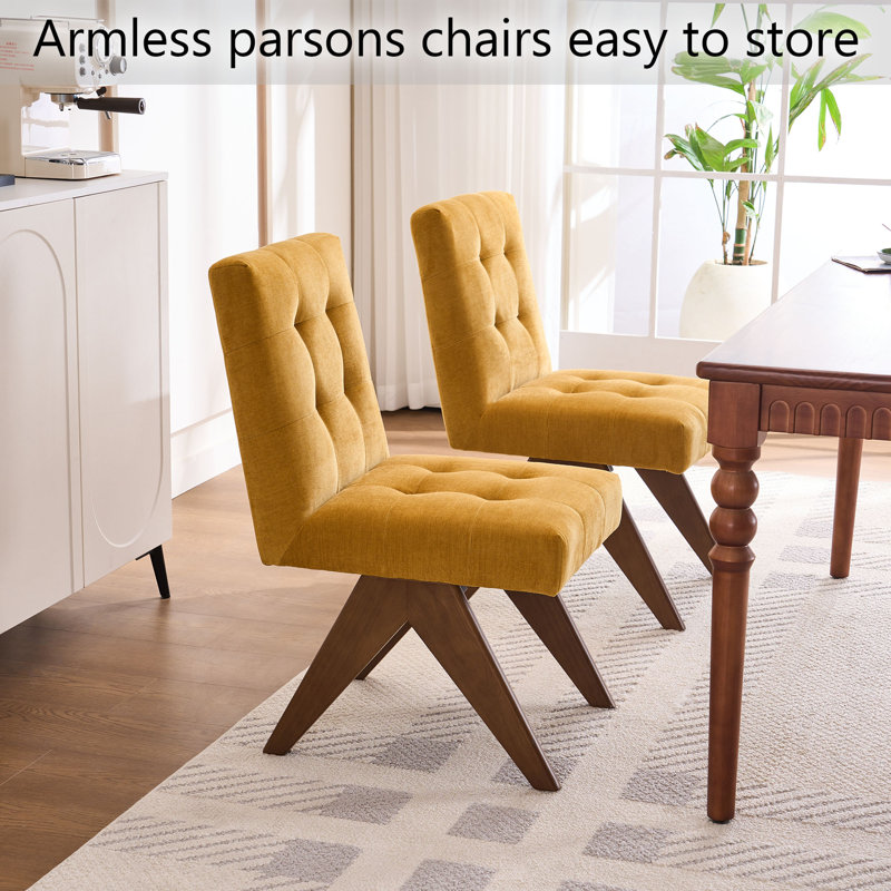 Nieck Tufted Upholstered Parsons Chair, Yellow