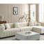 Canapé modulaire en velours capitonné en forme de L avec méridienne droite - Beige chic