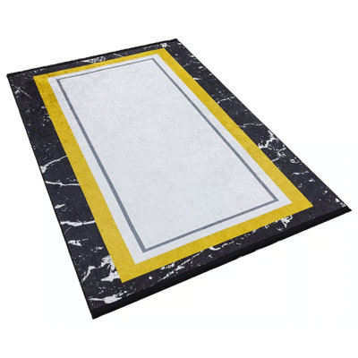 Tapis à motif géométrique en polyester imprimé numérique blanc Fideoja