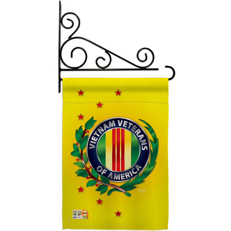 Ensemble de drapeaux de jardin en métal avec support mural à fansy de style vietnamien gs108235-bo-03