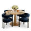 Ensemble de table à manger pour 4 personnes avec table ronde et 4 fauteuils en velours rembourrés-417909038