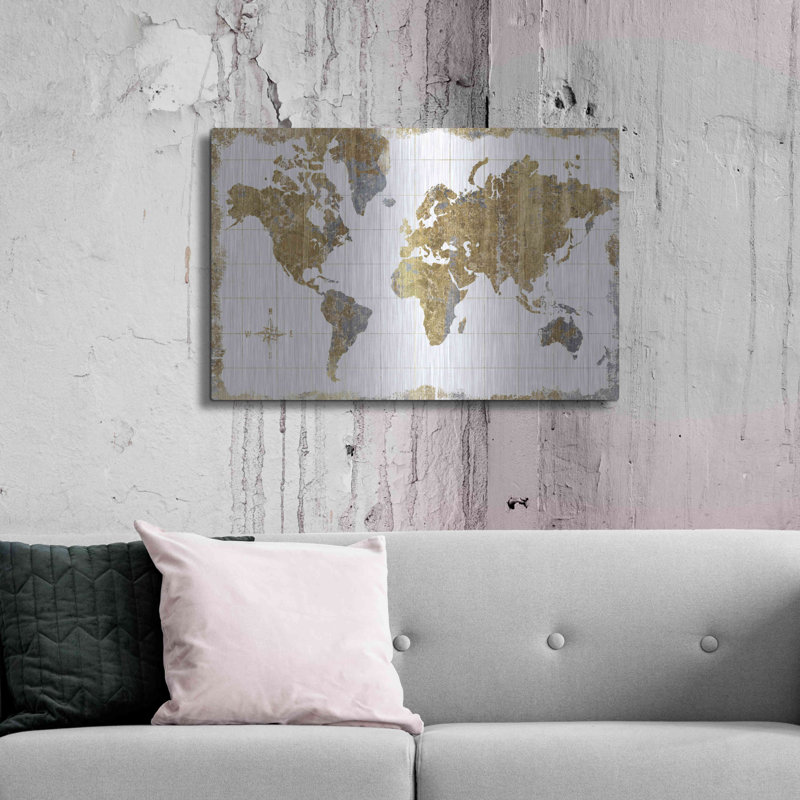 «Gilded Map» par Wild Apple Portfolio, H 24 po x l 36 po
